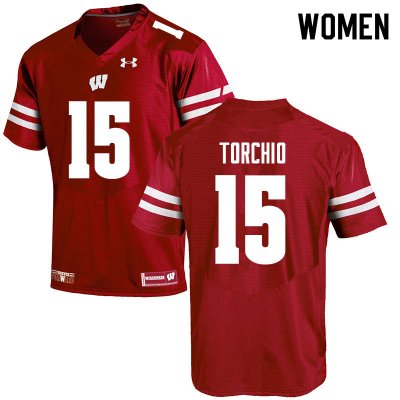 Women's Wisconsin Badgers NCAA #15 John Torchio Red Authentic Under Armour Stitched College Football Jersey OX31R87PS